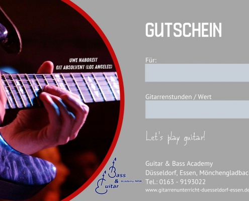 Gutschein Gitarrenunterricht Düsseldorf und Essen.